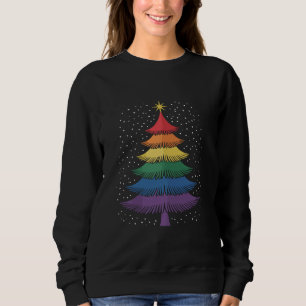 LGBT-Q Pride Christmas Tree Pajama Rainbow Flag Sweatshirt