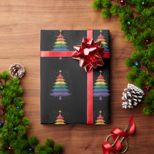 LGBT-Q Pride Christmas Tree Pajama Rainbow Flag Wrapping Paper