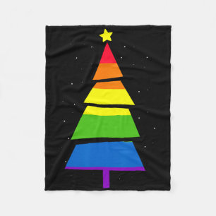 Lgbt-q Pride Rainbow Flag Gay Christmas Tree X-mas Fleece Blanket