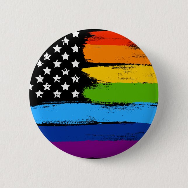 LGBT Rainbow American Pride Flag 6 Cm Round Badge (Front)