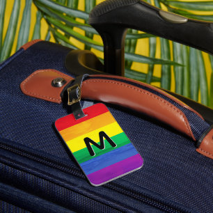 LGBT Rainbow Beach Monogram Personalised Luggage Tag