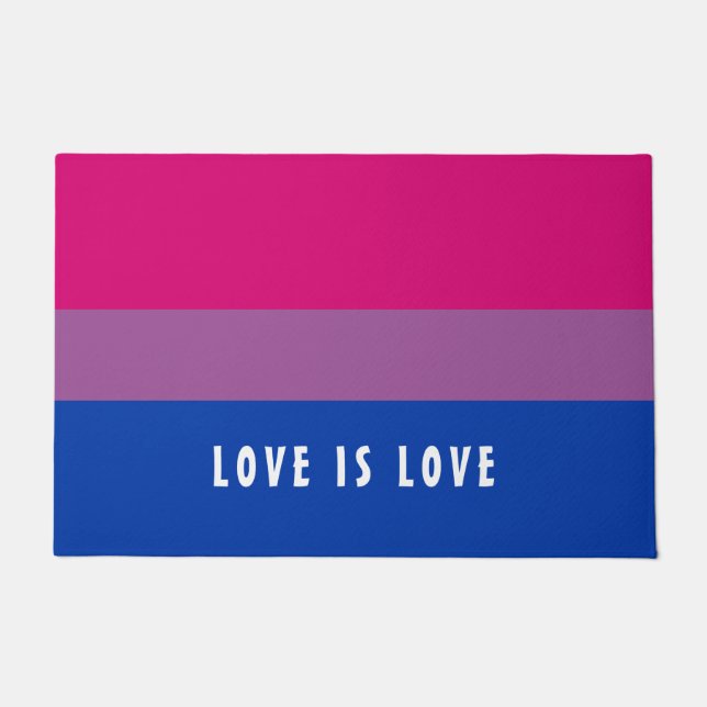LGBT Rainbow Bisexual Pride Flag Custom Text Doormat (Front)