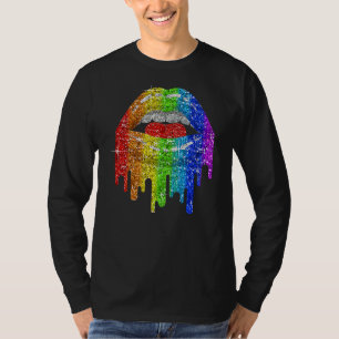 Lgbt Rainbow Bling  Lips Pride Gay Bisexual Lesbia T-Shirt