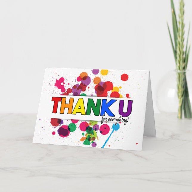 LGBT Rainbow Colours Theme Blank Thank You Card (Front)