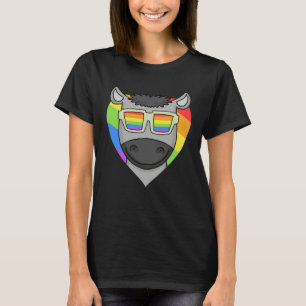 LGBT Rainbow Donkey Gay Pride LGBT Heart Animal T-Shirt