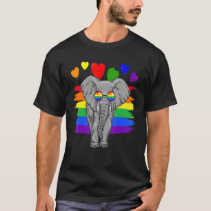 Lgbt Rainbow Flag Cool Elephant Gay Lesbian Pride T-Shirt