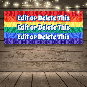 LGBT rainbow flag gay pride LGBTQ custom text Banner