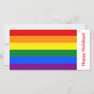 LGBT Rainbow Flag, Happy Holidays Holiday Card
