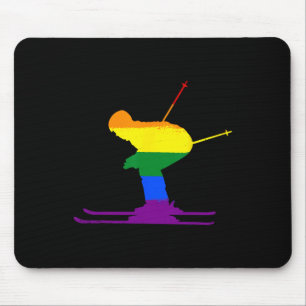 Lgbt Rainbow Flag Skiing Skier Ski Gay Pride Love  Mouse Pad