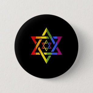 LGBT Rainbow Flag Star Of David Queer Israeli Gift 6 Cm Round Badge