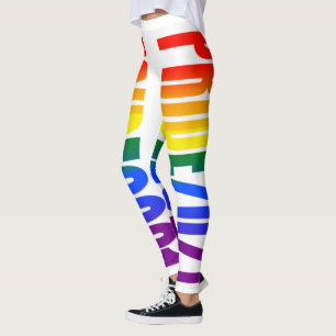LGBT Rainbow Flag Text Gay Pride 2021 LGBTQ Leggings