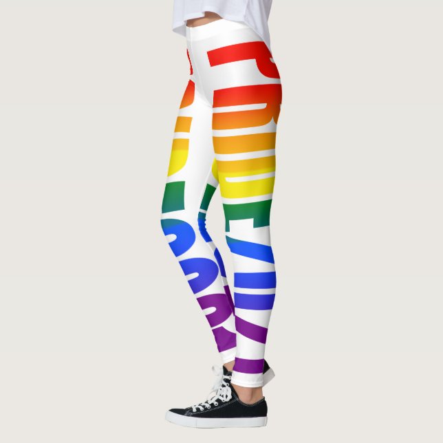LGBT Rainbow Flag Text Gay Pride 2021 LGBTQ Leggings (Left)