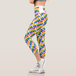 LGBT Rainbow Flag Text Pattern Gay Pride LGBTQ Capri Leggings