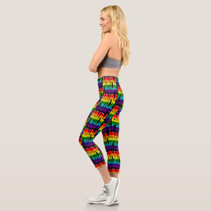 LGBT Rainbow Flag Text Pattern Gay Pride LGBTQ Capri Leggings