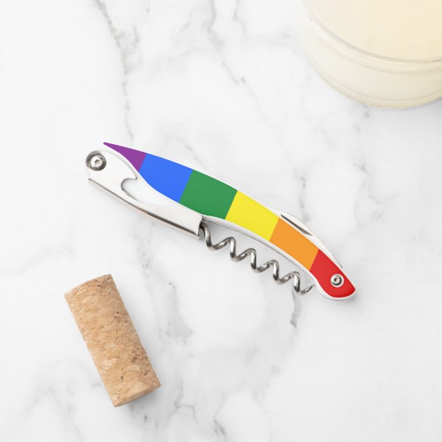 LGBT Rainbow Gay Pride Flag Corkscrew (Front)