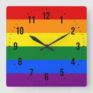 LGBT Rainbow Gay Pride Flag Square Wall Clock