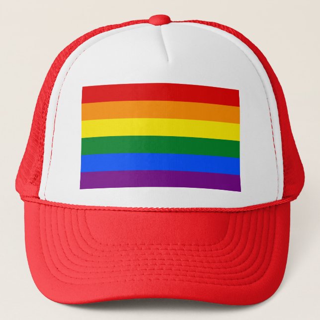 LGBT Rainbow Gay Pride Flag Trucker Hat (Front)