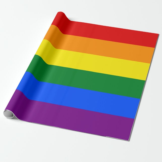 LGBT Rainbow Gay Pride Flag Wrapping Paper (Unrolled)