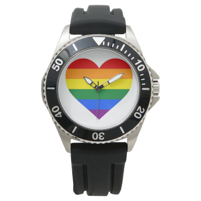 LGBT Rainbow Gay Pride Heart Flag Watch (Front)