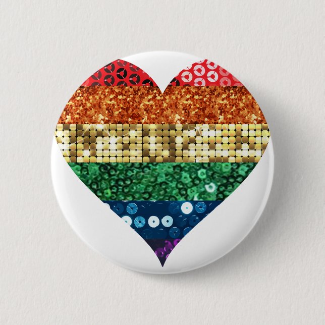 lgbt rainbow heart 6 cm round badge (Front)