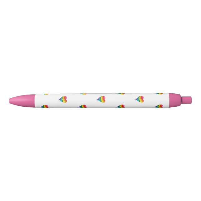 LGBT Rainbow Heart Blue Ink Pen (Front)