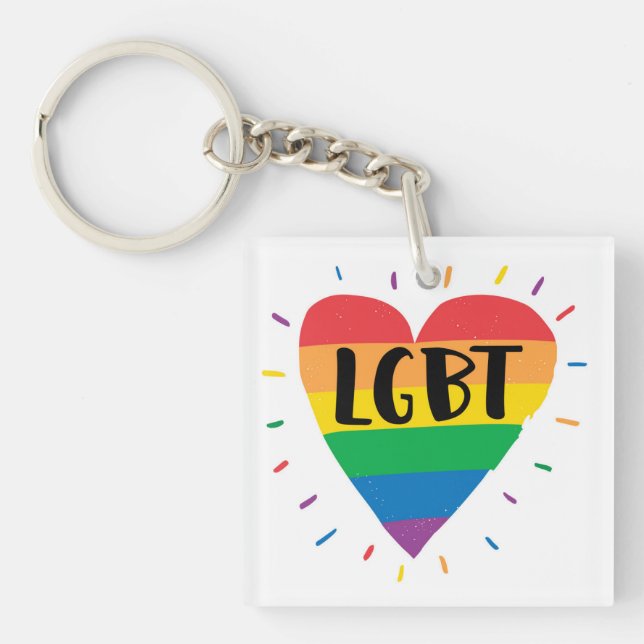 LGBT Rainbow Heart Key Ring (Front)