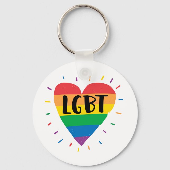 LGBT Rainbow Heart Key Ring (Front)