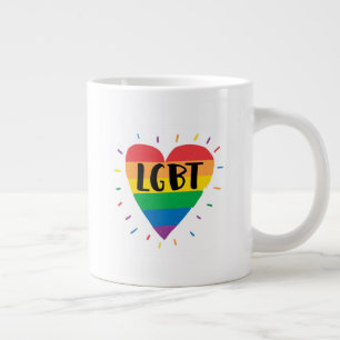 LGBT Rainbow Heart Large Coffee Mug