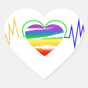 Lgbt Rainbow Heart Line Sticker