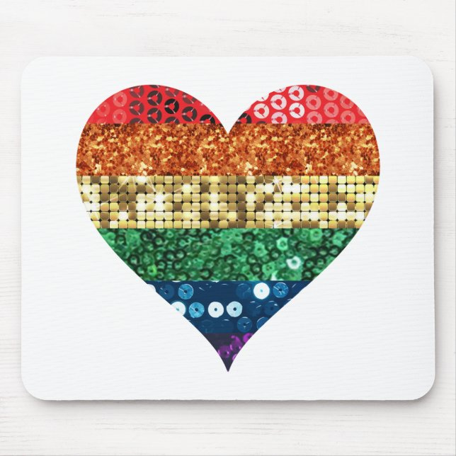 lgbt rainbow heart mouse pad (Front)