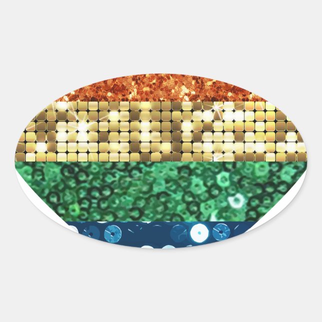 lgbt rainbow heart oval sticker (Front)