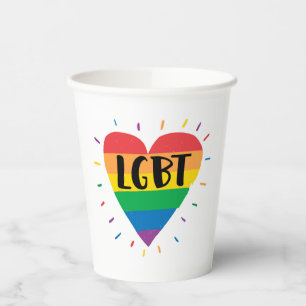 LGBT Rainbow Heart Paper Cups