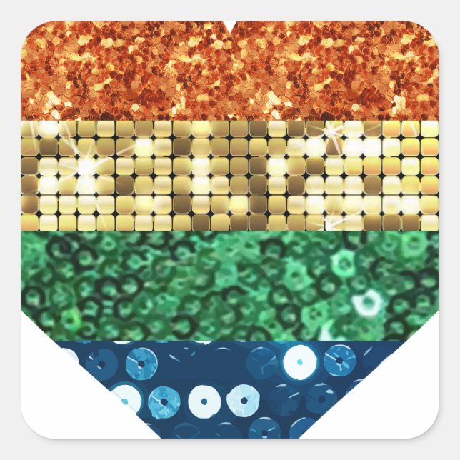 lgbt rainbow heart square sticker (Front)