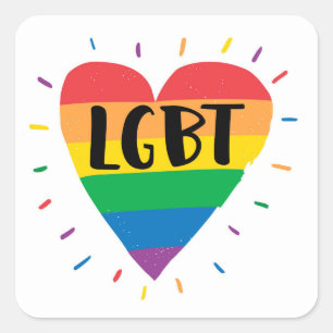 LGBT Rainbow Heart Square Sticker