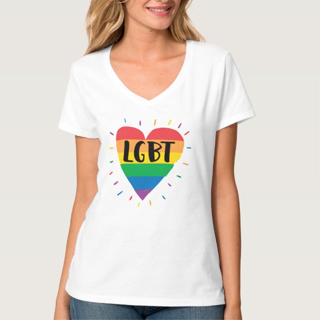 LGBT Rainbow Heart T-Shirt (Front)