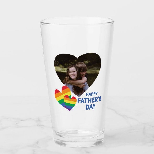 LGBT Rainbow Hearts Father's Day Glass (Front)