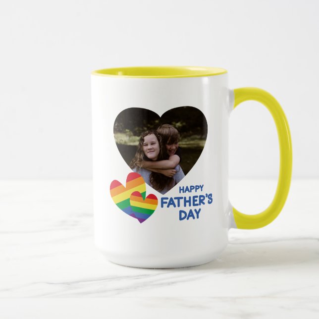 LGBT Rainbow Hearts Father's Day Mug (Right)