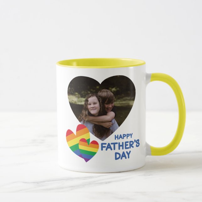 LGBT Rainbow Hearts Father's Day Mug (Right)