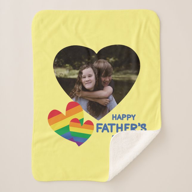 LGBT Rainbow Hearts Father's Day Sherpa Blanket (Front)