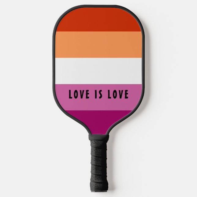 LGBT Rainbow Lesbian Pride Flag Custom Text Pickleball Paddle (Front)
