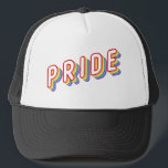 LGBT Rainbow Lettering Pride Trucker Hat<br><div class="desc">June might be Pride Month but there is no reason to not celebrate pride and the rights of all every day of the year with these retro style hats and help spread the wonderful message of equality. Add your custom wording to this design by using the "Edit this design template"...</div>