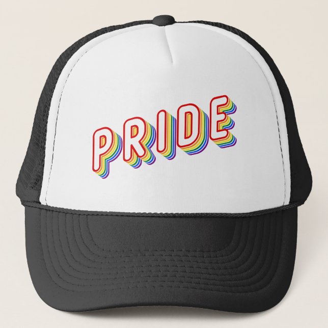 LGBT Rainbow Lettering Pride Trucker Hat (Front)