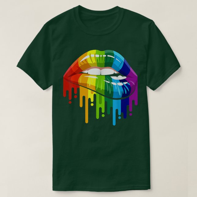 LGBT Rainbow Lip Gay Pride  T-Shirt (Design Front)