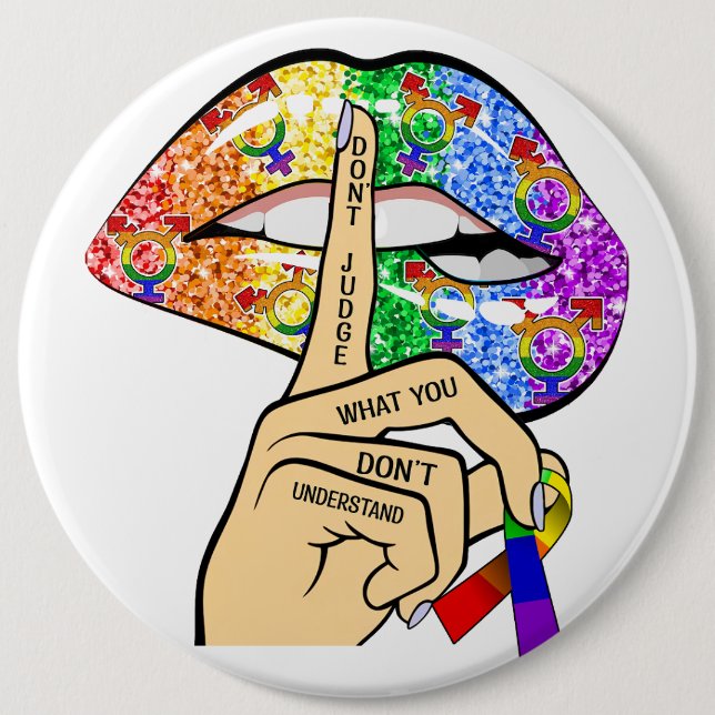 LGBT Rainbow Lips 6 Cm Round Badge (Front)