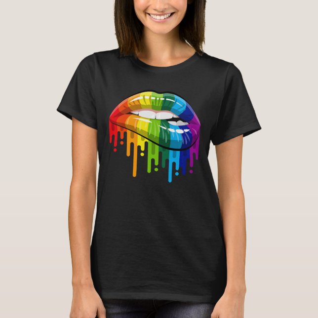 LGBT Rainbow Lips Pride Gay Homosexual Lesbian  T-Shirt (Front)