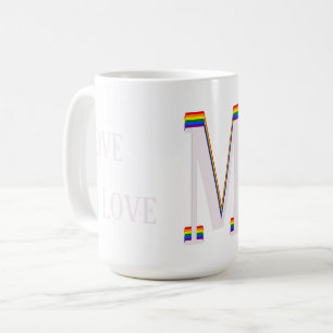 LGBT Rainbow Monogram Custom Text Love is Love Coffee Mug