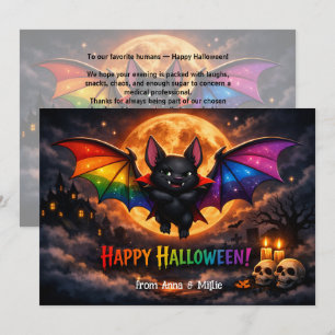 🕷️🌈LGBT Rainbow Moon Bat card