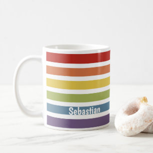LGBT Rainbow Muted Colour Personalised Coffee Mug