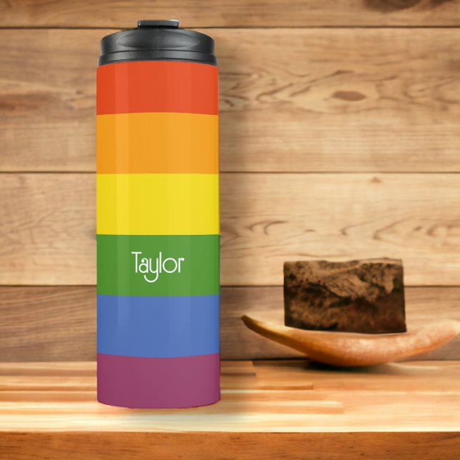 LGBT Rainbow Muted Colour Thermal Tumbler (Rainbow pride muted colors )