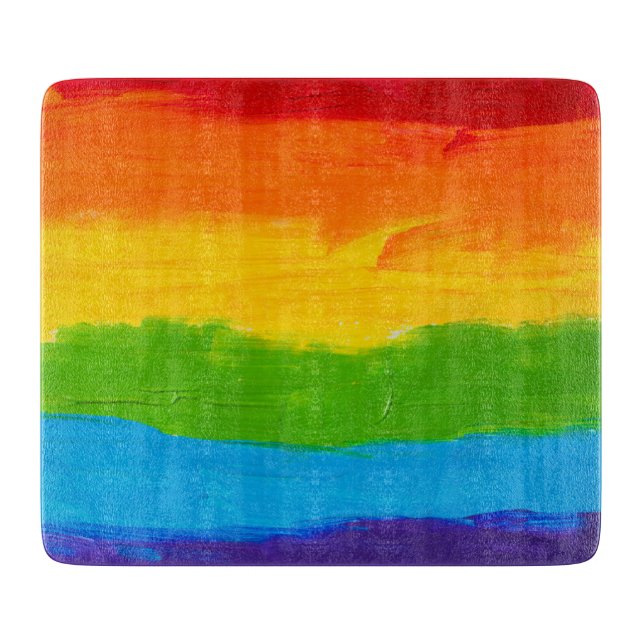 LGBT Rainbow Oil Paint Cutting Board – Gay Lesbian (Front)